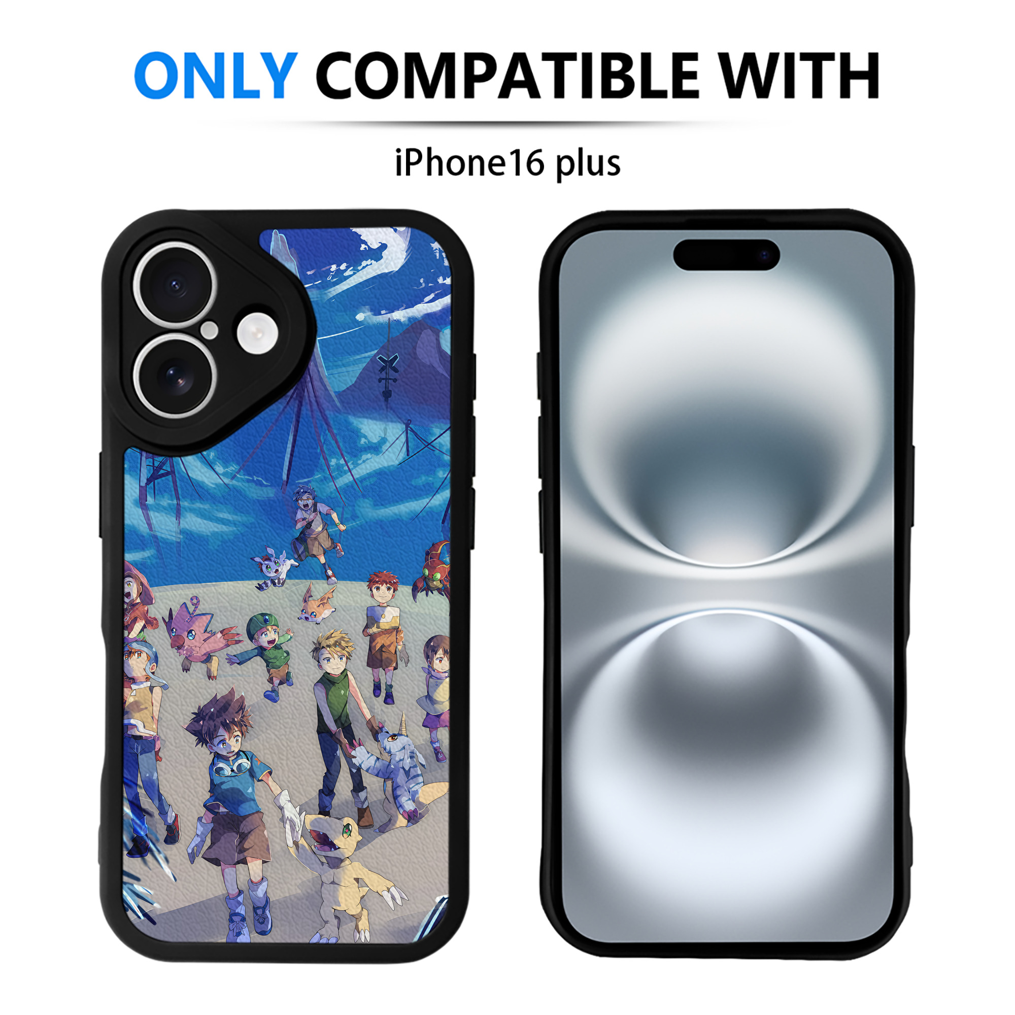（画像用） Digimon デジタルモンスター/デジモン 【iPhone 16シリーズ対応】シリコンスマホケース（レザー調） 材質：シリコン